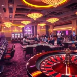 Players enjoying a vibrant uu88 casino atmosphere with modern slot machines and poker tables.