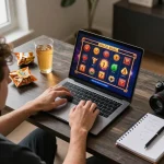 Engaged player discovering online casino games at home, exploring nhà cái S666 for thrilling gaming experience.