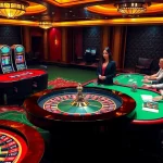 Experience excitement at KK55 with a vibrant casino scene featuring roulette and poker games.