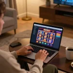 Player engaging with the VNLOTO online casino interface on a laptop for an immersive gaming experience