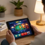 Gambling enthusiast enjoying an engaging poker game on X88.COM from home, highlighting the online gaming experience.