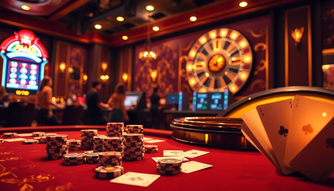 Experience the thrill of 5MB casino excitement with luxurious tables and dynamic gambling visuals.