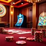 Experience the excitement of Good88 with a vibrant casino scene featuring tables and slot machines.