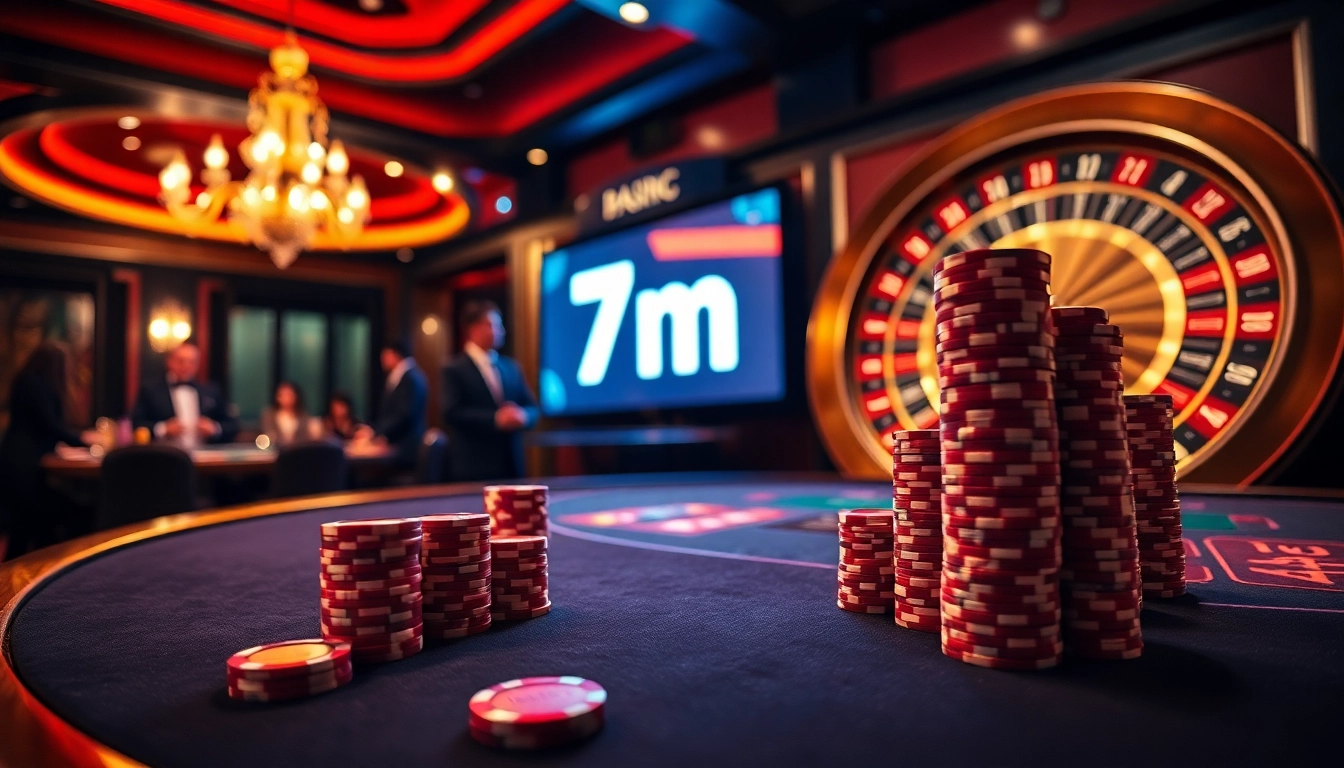 Experience high-stakes poker action at the luxurious 7m casino, complete with vibrant roulette and professional players.