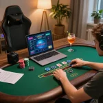 Player enjoying online gaming experience with BL555 live dealer blackjack setup, strategizing bets.