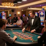 Players enjoying casino games on 123win com with vibrant atmosphere and engaging dealers.