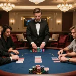 hm88 players engaged in an intense high-stakes poker game at luxurious casino