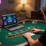 Player enjoying a thrilling game at BL 555 online casino, showcasing live dealer blackjack.