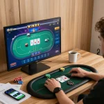 Engaging in strategic online poker gameplay on iwin platform with a cozy home setup