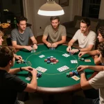 Engaged players enjoying a lively game of poker at home, highlighting the excitement of B52 gaming.