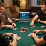 Players celebrate a win at SumClub poker table, showcasing strategic gameplay and camaraderie.