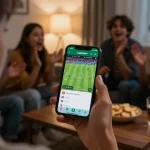 Cakhiatv app showing live football match on smartphone brings excitement to game night