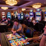 Players enjoying vibrant slot machines at 789Win, capturing the excitement of online gaming.