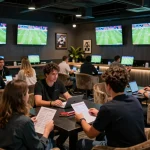 Watch live football scores and results in an exciting sports betting lounge atmosphere