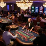 Players enjoying roulette at ALO8 casino, chips and excitement in a luxurious atmosphere.