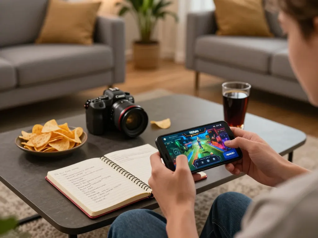 Engaging with 789win app in a cozy gaming setup while managing bankroll.