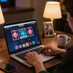 Player engaging with BL555 online casino interface during home gaming session, showcasing immersive experience.