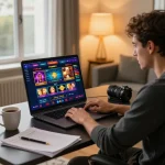 Player engaging with luck8 online casino, showcasing vibrant gaming interface and impactful strategy notes.