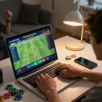 Socolive sports betting action captured with player excitedly placing bets during live matches.