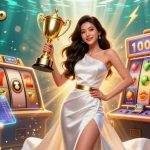 Experience thrilling gaming at go8casino with dynamic slots and vibrant elements in a winning scene.