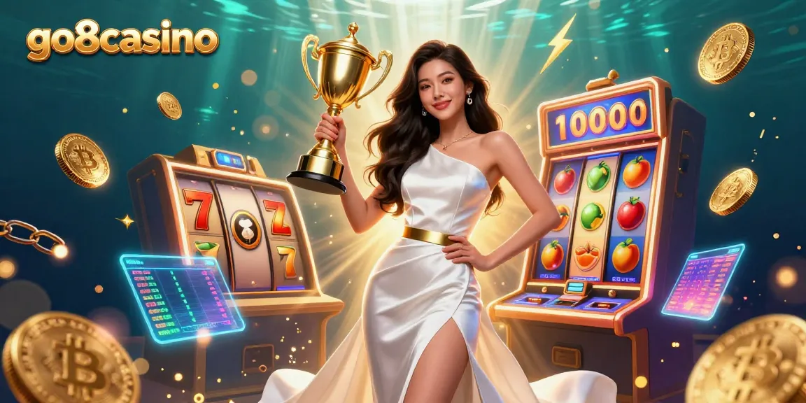 Experience thrilling gaming at go8casino with dynamic slots and vibrant elements in a winning scene.