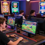 Engaged players exploring 555win online betting platform with vibrant graphics.