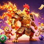 Socolive's interactive gambling scene brings together warriors, dragons, and vibrant lottery elements.