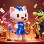 Win big at Sunwin with vibrant casino-themed illustration featuring playful characters and gold coins.