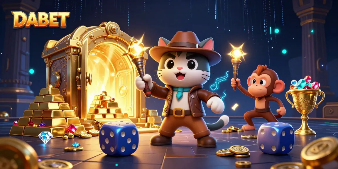 DABET promotions entice players with thrilling adventures in an ultra-detailed casino illustration.
