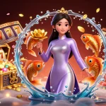 Experience the thrilling action of toto with vibrant slot reels and golden koi in a dynamic casino scene