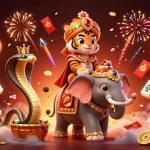 Experience the thrill of 28bets with a vibrant 3D scene featuring a maharaja tiger and majestic elements.