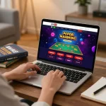 Engaging online gambling with FUN79 on laptop highlighting strategic betting practices and gameplay