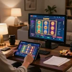 Engaging in winning strategies with fah999 on a cozy home gaming setup.