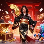 Experience the excitement of Go88 with vibrant gaming elements and a stunning traditional background.