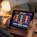 Experience exciting gameplay on OPEN88's platform with vibrant casino games in a cozy home setting.