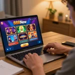 Engaged player placing a bet at 888New online casino interface, showcasing vibrant game options and strategy notes.