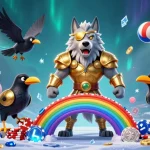 Experience thrilling gaming adventures at 78WIN with Odin and his ravens amid dynamic casino elements.
