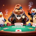 Join the excitement at say88, where a walrus, penguin dealer, and pufferfish bluff at an underwater poker table.