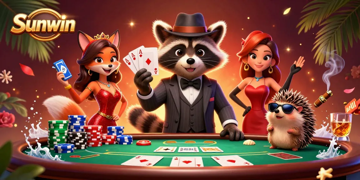 Experience thrilling gameplay at Sunwin with a poker showdown featuring vibrant characters and rich casino elements.
