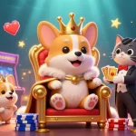 Experience mm88 with a majestic corgi crowned in a vibrant casino-themed illustration featuring interactive elements.