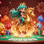 Experience thrilling wins at Hitclub casino with our vibrant 3D mermaid scene and poker elements.