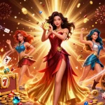 Play thrilling games at hb88 with a stunning illustration of a woman celebrating her wins.