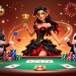Engage in thrilling poker games at B52Club with a stunning casino scene illustration.