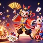 Experience SP8's vibrant gaming universe with dynamic characters amidst glittering casino elements.