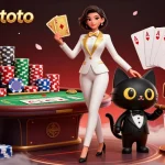 Sriwijayatoto showcases a glamorous gambling scene with cards and vibrant casino elements.
