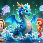 Observe ดูหนังออนไลน์ in a vibrant casino world featuring a dragon, a seahorse knight, and glowing coins.