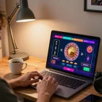B52club user strategically placing bets on live roulette in cozy home office setup