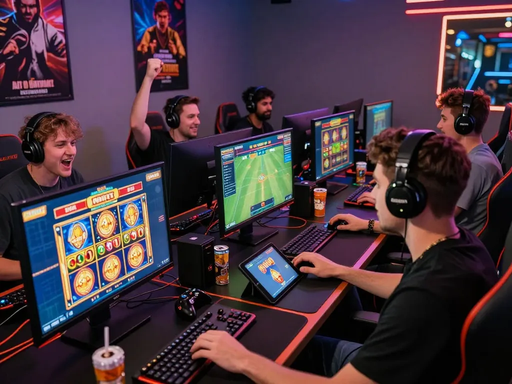 Players celebrating wins at AU88 online casino in an energetic gaming environment