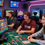 Players enjoying TT88 online betting platform with live casino games illuminated by vibrant graphics.