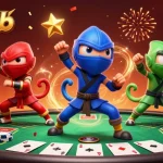 Hitclub chameleons battle in a vibrant casino scene equipped with poker chips and thrilling elements.